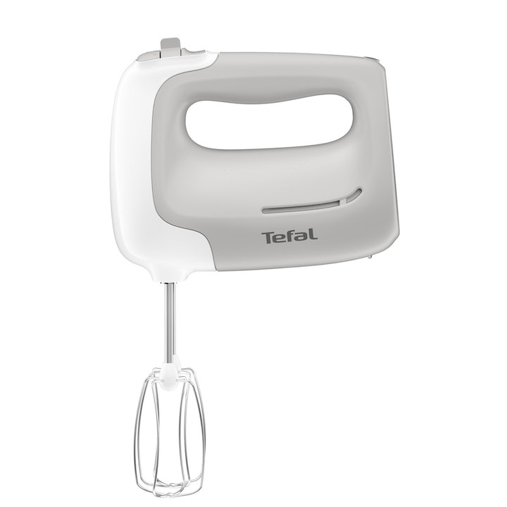 Mixer de mana TEFAL Prep\'Mix HT450B38, 450W, 5 trepte viteza, functie turbo, set 2 teluri, 2 carlige, alb/ gri - 1 | YEO