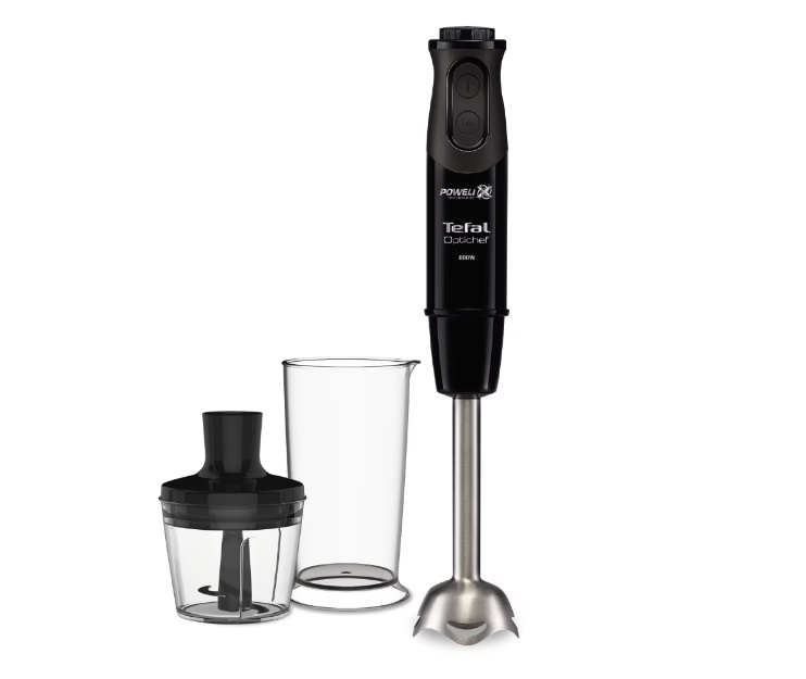 Mixer vertical Tefal OptiChef 2 in 1 HB641838, 800 W, 10 viteze, tocator 500 ml, pahar gradat 800ml, picior din inox, tehnologie Powelix, negru