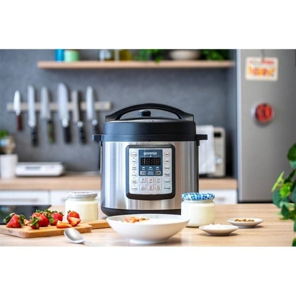 Multicooker Gorenje MC6MBK, 1000 W, 6l, 15 programe, Program de gatit sub presiune, Argintiu