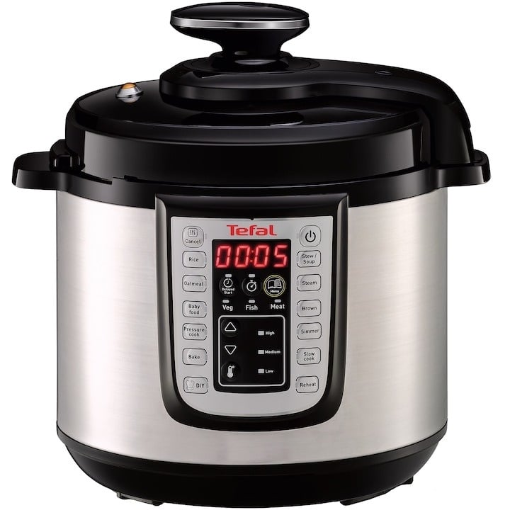 Oala sub presiune electrica Tefal CY505E30 One Pot, 1200 W, 5.8 L, 25 de programe, pastrare la cald, Negru