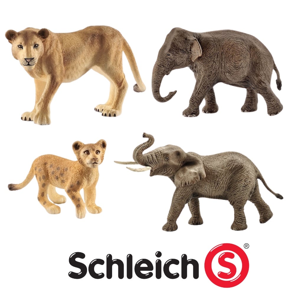 Nou Schleich Pachet Figurine, Elefant si Leu