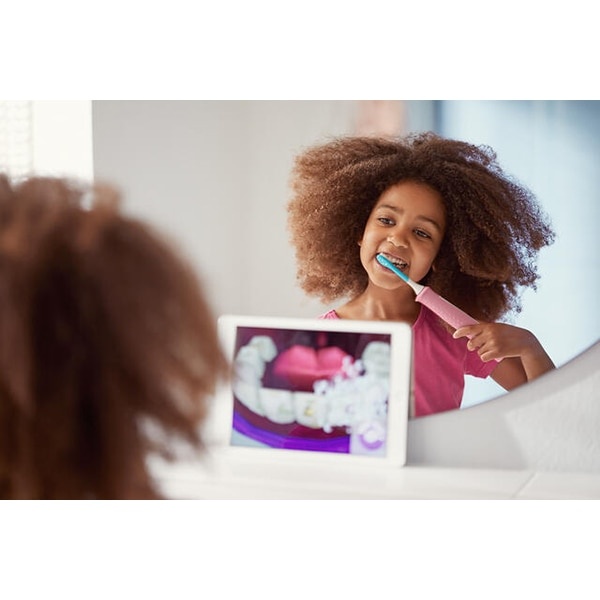 Periuta de dinti electrica copii PHILIPS For Kids HX6352/42, 62.000 miscari/min, 2 programe, 2 capete, roz - 1 | YEO