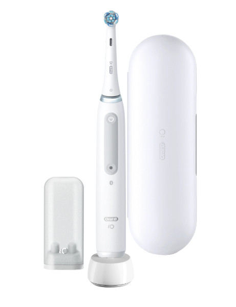 Periuta de dinti electrica Oral-B iO 4 cu Tehnologie Magnetica si Micro-Vibratii, Senzor de presiune Smart, 4 moduri, 1 capat, Trusa de calatorie, Alb - 1 | YEO