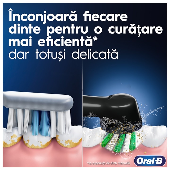 Periuta de dinti electrica Oral-B Pro 1, Curatare 3D, 3 programe, 1 capat de periaj, trusa de calatorie, Negru