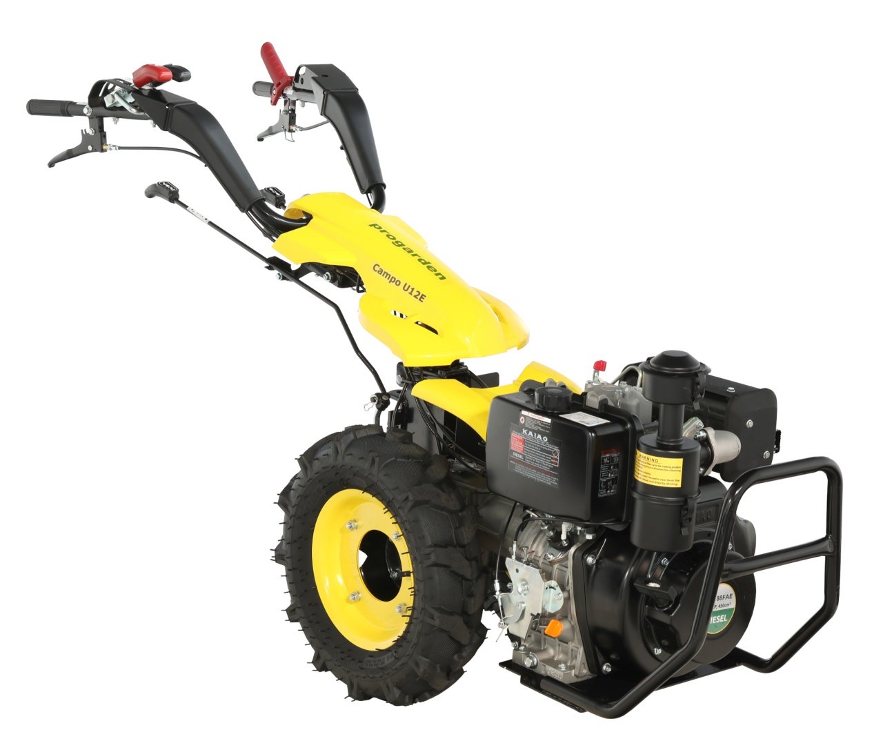 ProGARDEN Campo U12E motocultor multifunctional 12CP, diesel, pornire electrica, 3+2 viteze, reductor + FT90 freza tractata 900mm