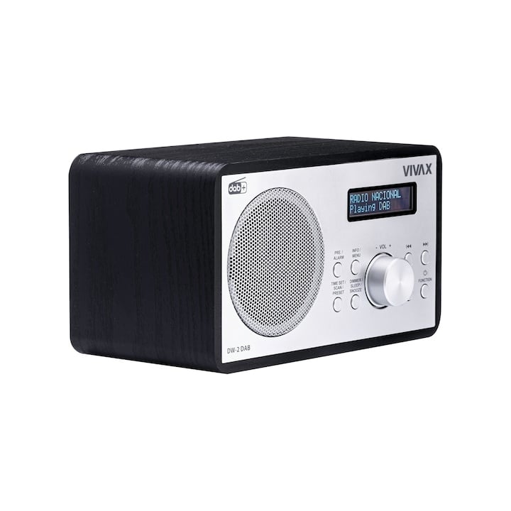 Radio cu ceas Vivax DW-2 DAB, 5W, FM, DAB+, Bluetooth, afisaj LED, 30 posturi presetate, carcasa lemn, negru - 3 | YEO