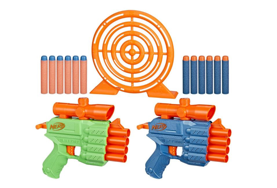 Set 2 pistoale Nerf Elite 2.0 Face Off Target, 12 proiectile, Multicolor