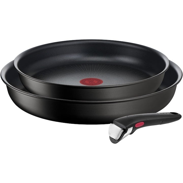 Set 3 piese TEFAL Ingenio Unlimited L7638942, maner detasabil, invelis antiaderent Titan, inductie, negru