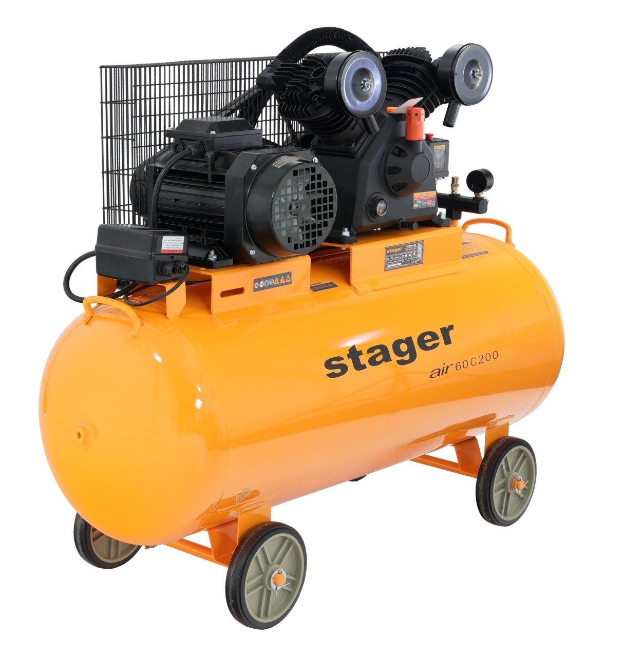 Stager Air 60C200 compresor aer, 200L, 10bar, 600L/min, trifazat, angrenare curea