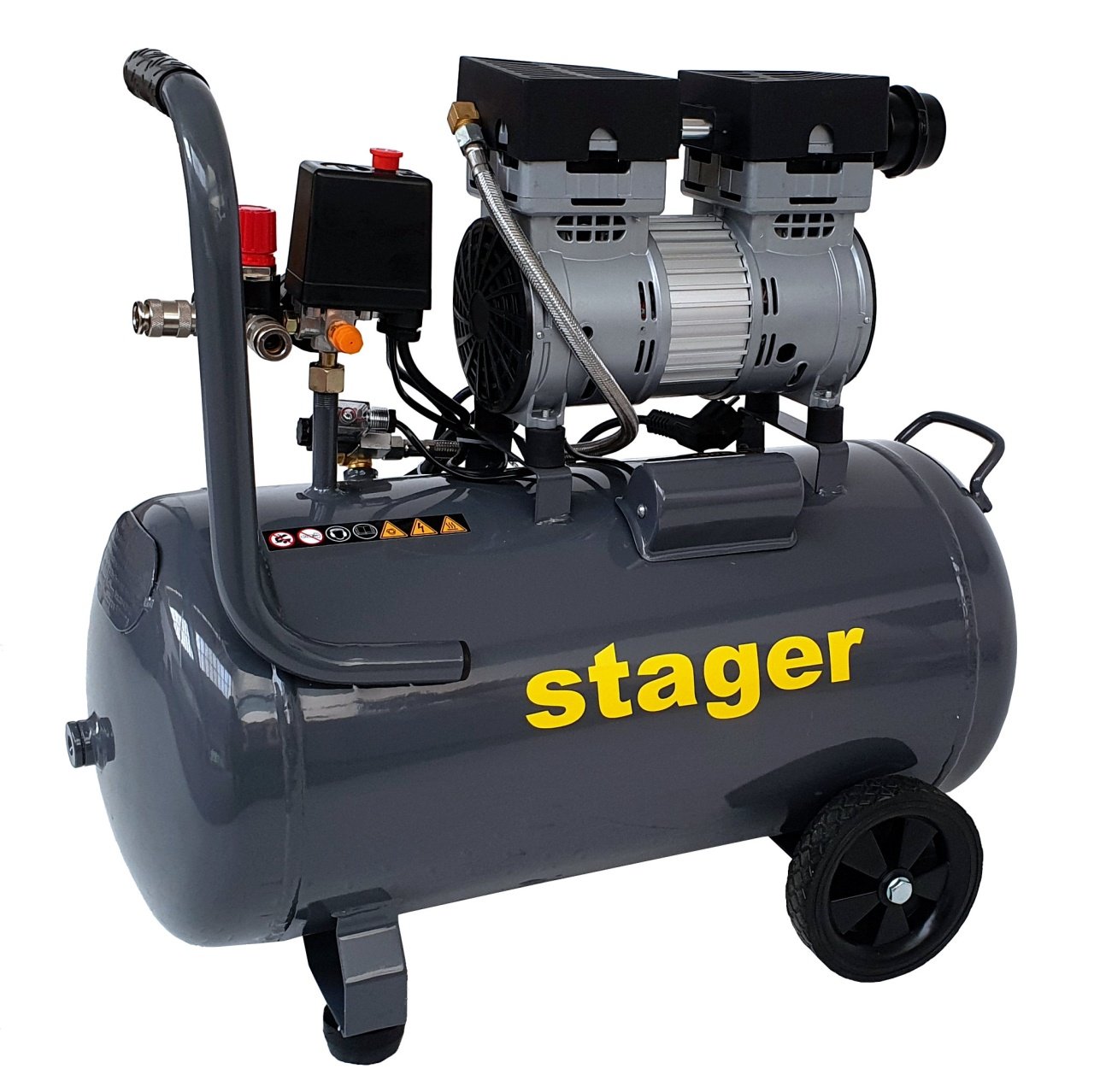 Stager HM0.75JW/50 compresor aer, 50L, 8bar, 135L/min, monofazat, angrenare directa, silentios - 1 | YEO