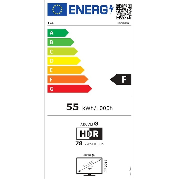 Televizor TCL LED 50V6B, 126 cm, Smart Google TV, 4K Ultra HD, Clasa F