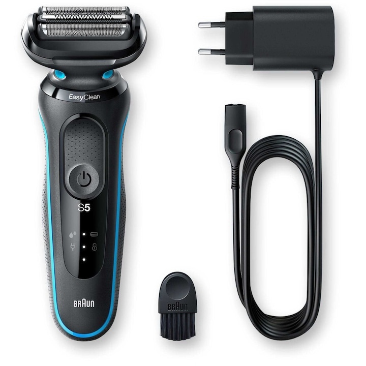 Aparat de ras Braun Series 5 50-M1000, Acumulator, Cap barbierit cu 3 lame, Umed/Uscat, Negru/Albastru - 3 | YEO