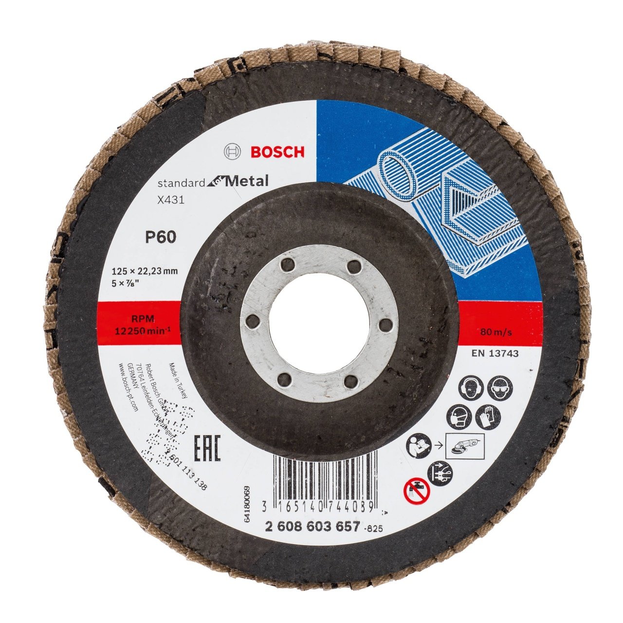 Bosch Disc de slefuire evantai X431, Standard for Metal 125mm, 22,23mm, 60