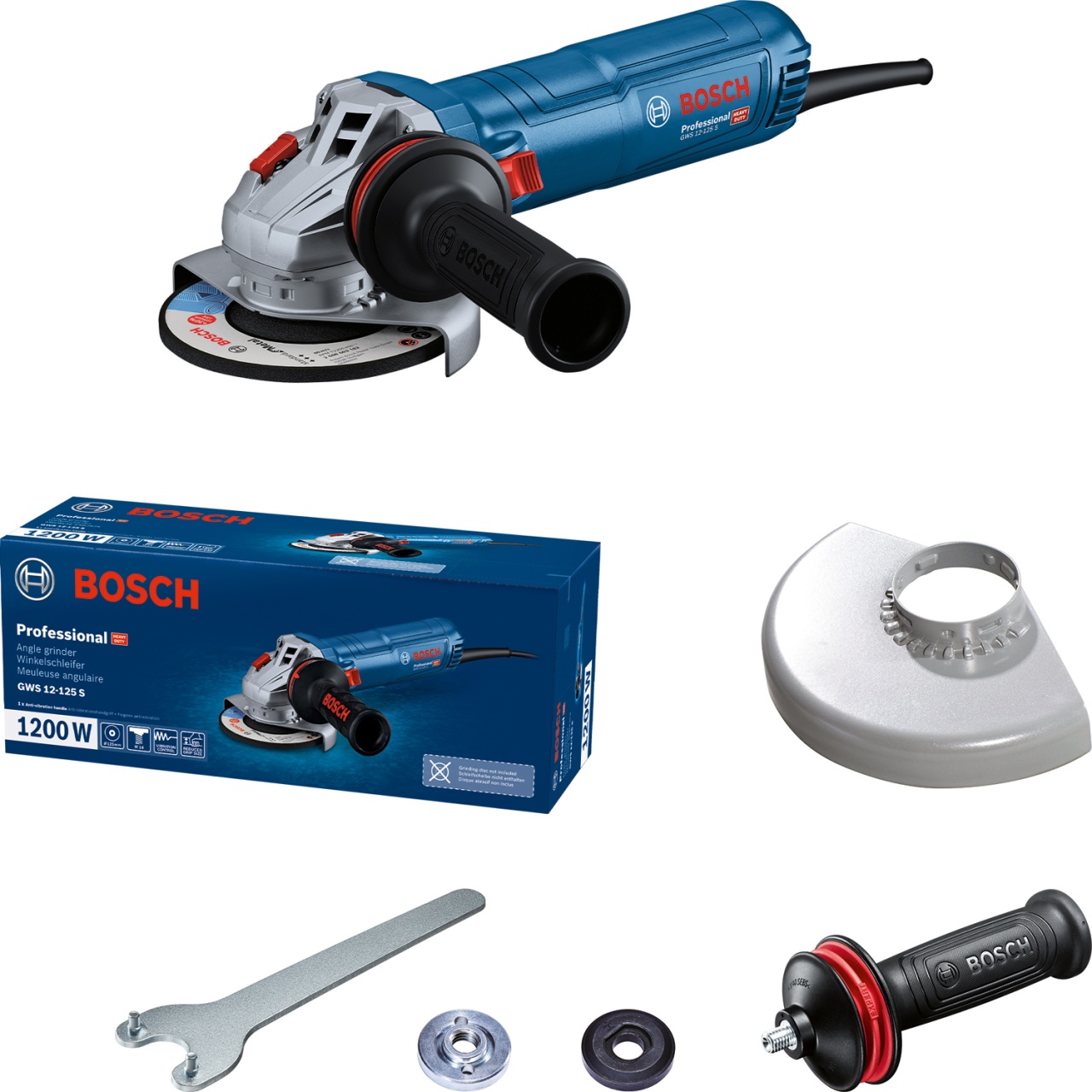 Bosch GWS 12-125S Polizor unghiular D125mm, M14, 1200W + maner suplimentar