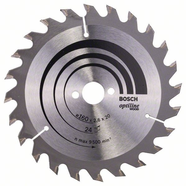 Bosch Panza fierastrau circular Optiline Wood, 160x20x2.6mm, 24T, reductie 16mm