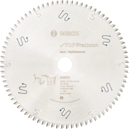 Bosch Panza fierastrau circularTop Precision Best for Multi Material, 254x30x2.3mm, 80T