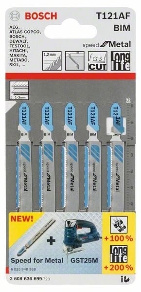 Bosch Set 5 panze pentru ferastrau vertical BIM T 121 AF, 92mm