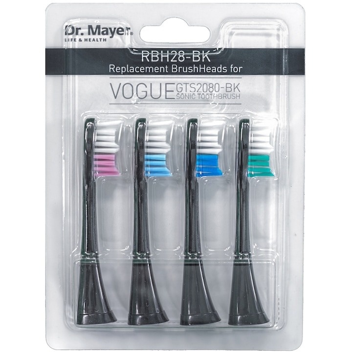 Capete periuta electrica Dr. Mayer Sonica 2080-Black, 4 buc, Negru