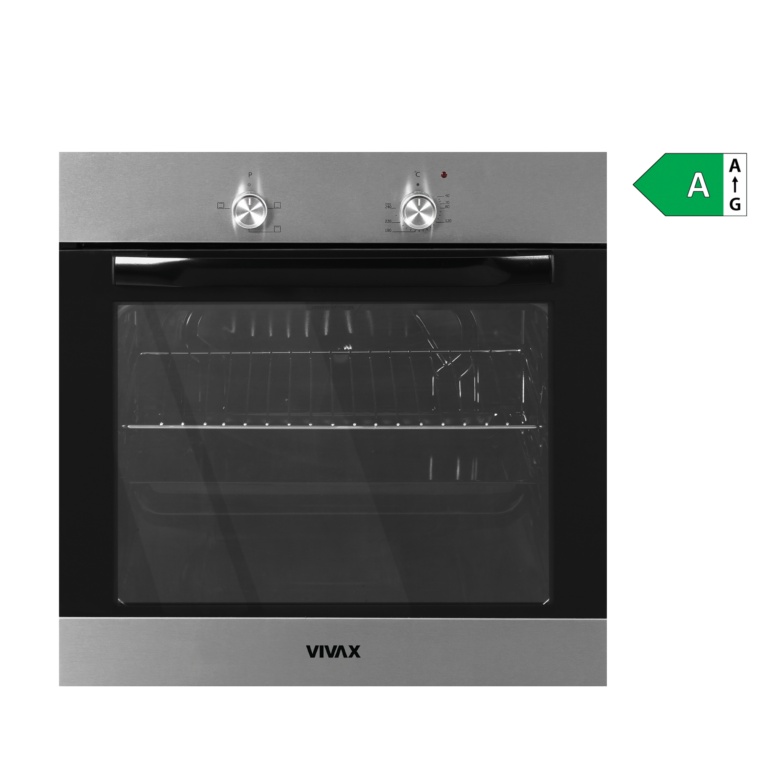 Cuptor incorporabil VIVAX BO-624MH X, Electric, Clasa A, 62L, Trei programe, Grill, Temperatura ajustabila, 2200W, Lumina, Ventilatie tangentiala de racire, Sticla neagra