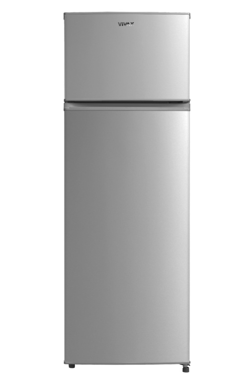 Frigider cu doua usi VIVAX DD-235E X, 235L, Clasa E, Termostat reglabil, Iluminare LED, Usi reversibile, Suprafata painted metal, 4 Rafturi de Sticla securizata, H 160 cm, Inox