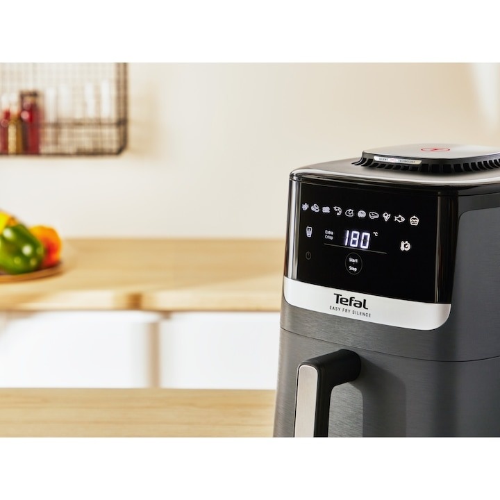 Friteuza cu aer cald Tefal Easy Fry Silence EY551HE0, 1670 W, 5l, 10 programe presetate, Ecran LCD, Termostat reglabil, Gri - 3 | YEO