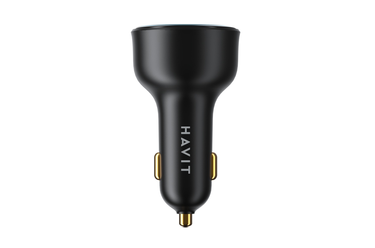 Incarcator auto cu Display Digital HAVIT CC100W, 1 USB-A, 1 USB-C, 100W, Negru - 2 | YEO