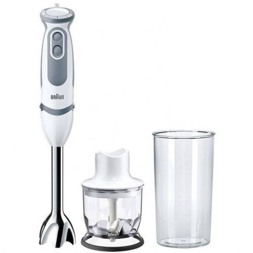Mixer vertical Braun MQ5220WH, 1000 W, Pahar gradat 0.6 l, Tocator 0.35 l, 21 trepte viteza, Alb/Gri (Resigilat)
