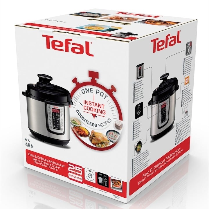 Oala sub presiune electrica Tefal CY505E30 One Pot, 1200 W, 5.8 L, 25 de programe, pastrare la cald, Negru