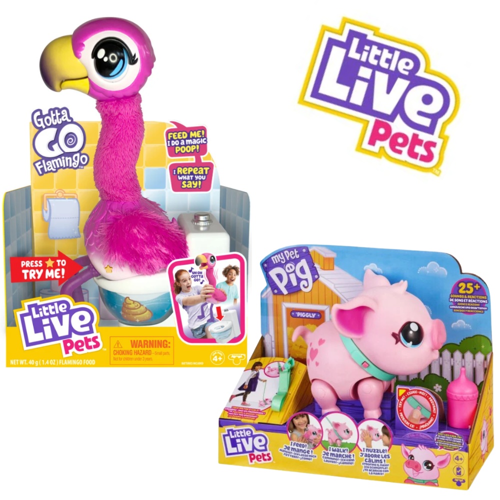 Pachet - Jucarie interactiva Flamingo Little Live Pets - Gotta go + Purcelus interactiv Little Live Pets - My Pet Pig