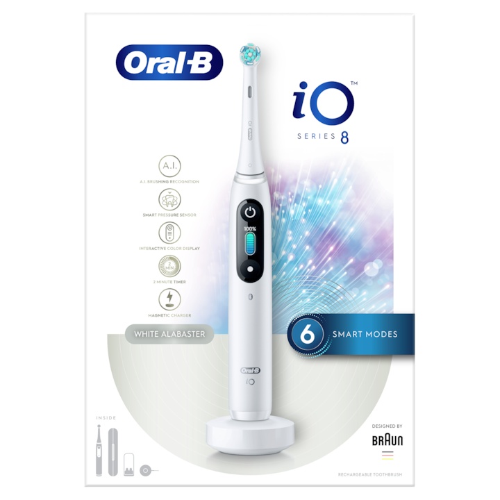 Oral-B Periuta de dinti electrica iO8 cu Tehnologie Magnetica si Micro-Vibratii, Inteligenta…