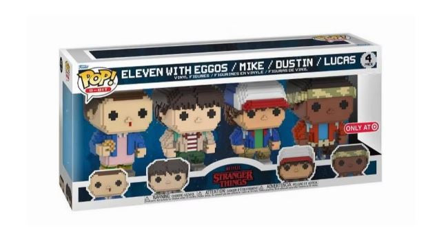 Set 4 figurine Funko POP, Stranger Things 8-Bit, Eleven with Eggos/Mike/Dustin/Lucas, Vinil, 10 cm, Multicolor