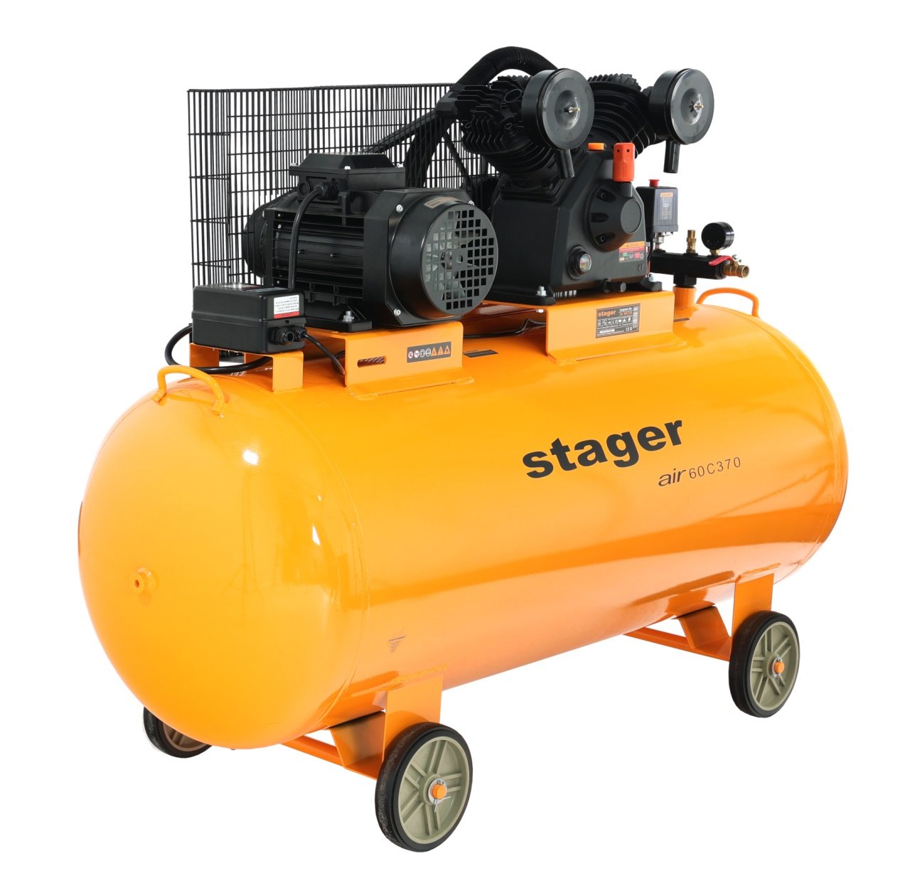 Stager Air 60C370 compresor aer, 370L, 10bar, 600L/min, trifazat, angrenare curea