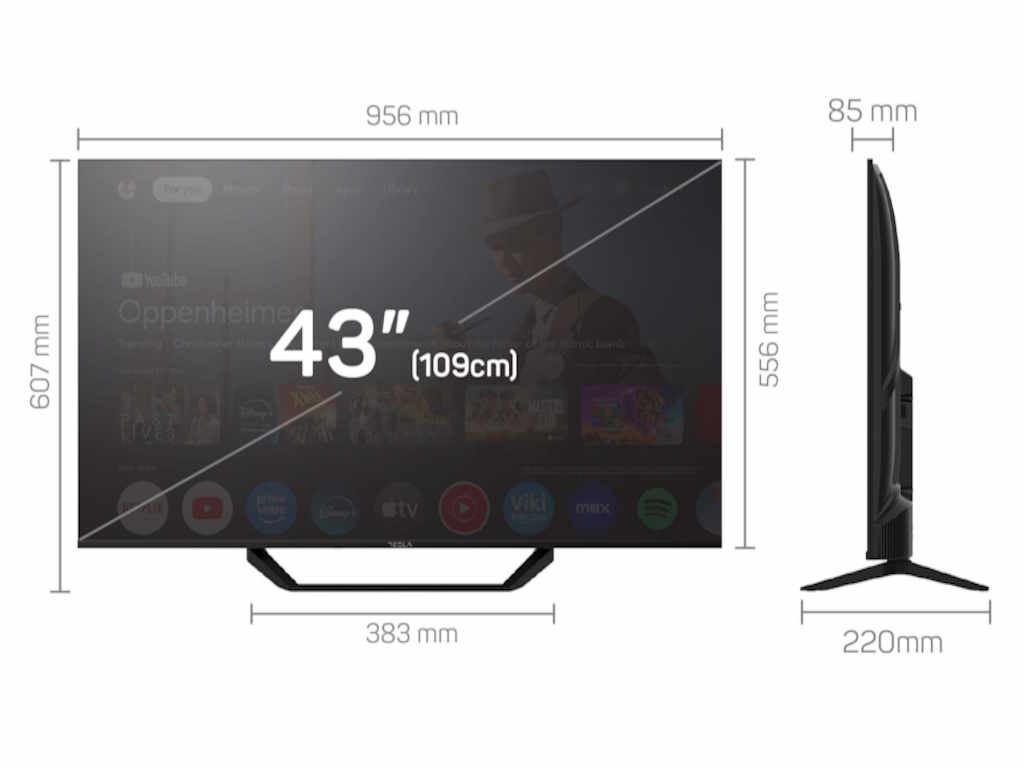 Tesla Google TV DLED 43E655BUS, 109 cm, UHD, negruDVB-T/T2/C/S/S2, 270cd/m2, VESA 200x200mm - 1 | YEO