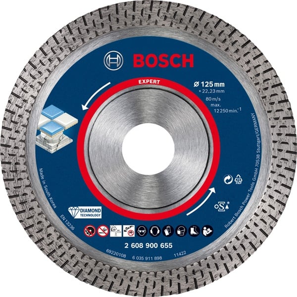 Bosch Disc diamantat Expert HardCeramic, 125x22.23x1.4x10mm