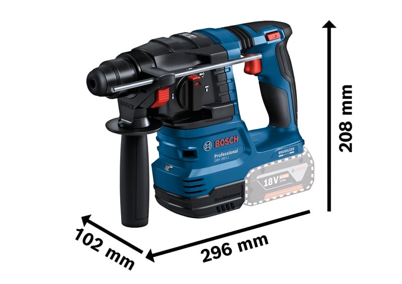 Bosch GBH 185-LI Ciocan rotopercutor brushless 1.9J + 2 acumulatori Li-Ion 4Ah, 18V + Valiza + Incarcator