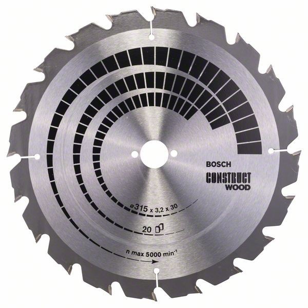 Bosch Panza ferastrau circular Construct Wood, 315x30x3.2mm, 20T