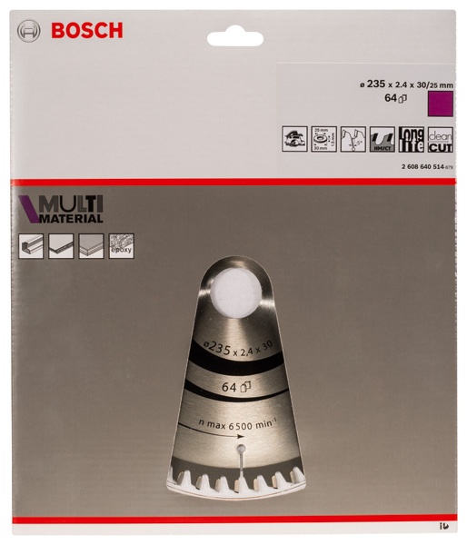 Bosch Panza fierastrau circular MultiMaterial, 2.4x30x235mm, 64T - 1 | YEO