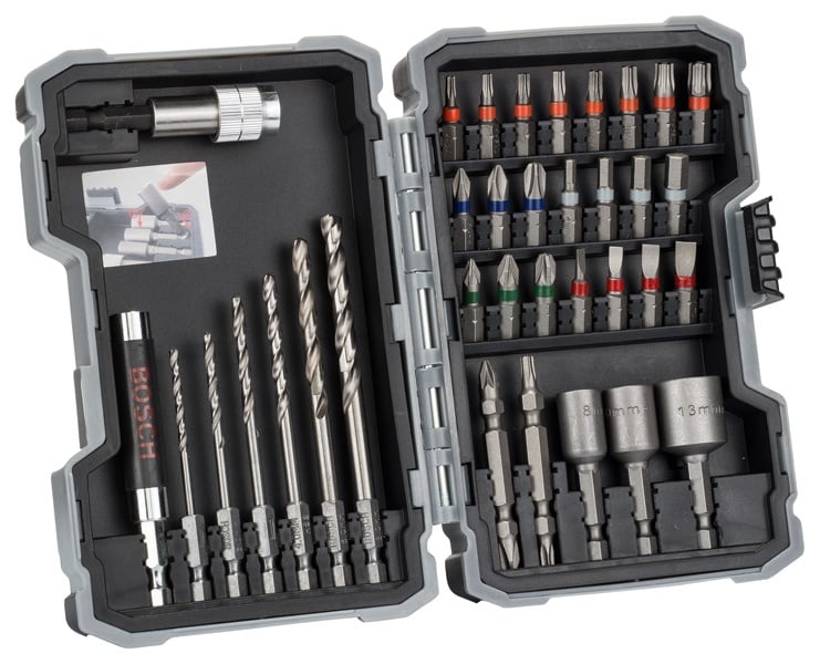 Bosch Set 35 piese Extra Hard mixt cu burghie de otel HSS-G