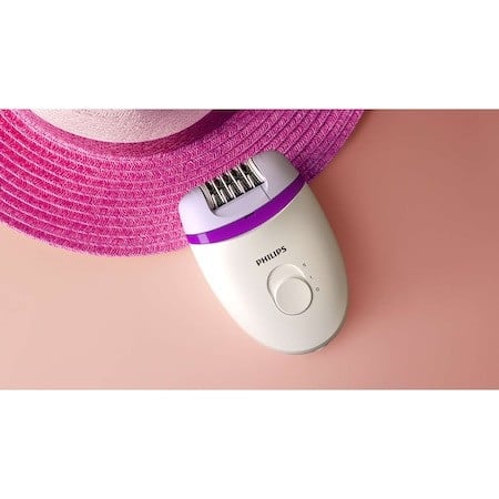 Epilator BRE225/00 Satinelle Essential, Philips, Cu fir, Alb/Violet