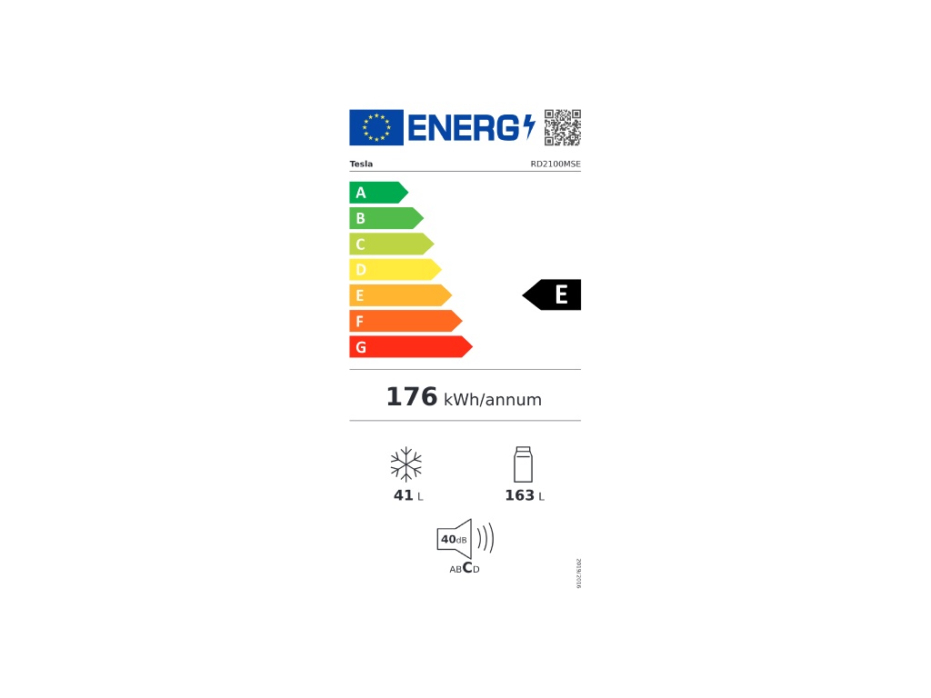 Frigider cu doua usi Tesla RD2100MSE, E, 207L,H143Usi reversibile, iluminare LED, Argintiu - 2 | YEO