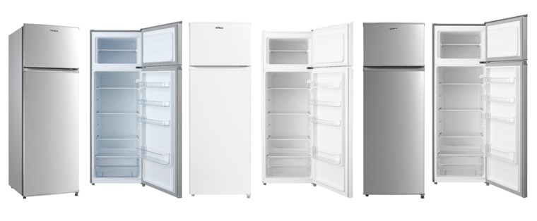 Frigider cu doua usi VIVAX DD-235E X, 235L, Clasa E, Termostat reglabil, Iluminare LED, Usi reversibile, Suprafata painted metal, 4 Rafturi de Sticla securizata, H 160 cm, Inox - 1 | YEO