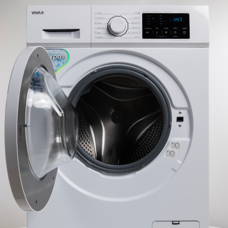 Masina de spalat rufe VIVAX WFL-120712CD, 7 kg, 1200 RPM, Clasa E, Baby Care, Eco, Display digital, Control electronic, Blocare acces copii, Temperatura reglabila, Drum Clean Sterilization, Quick Wash, Antisifonare, Delay Start, 12 programe, Alb - 1 | YEO