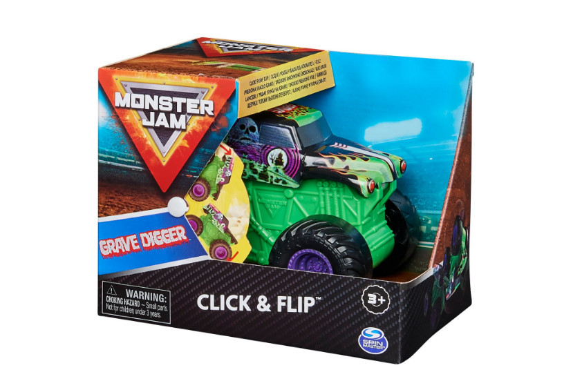 Masinuta Monster Jam Click Flip - Grave Digger, 1:43