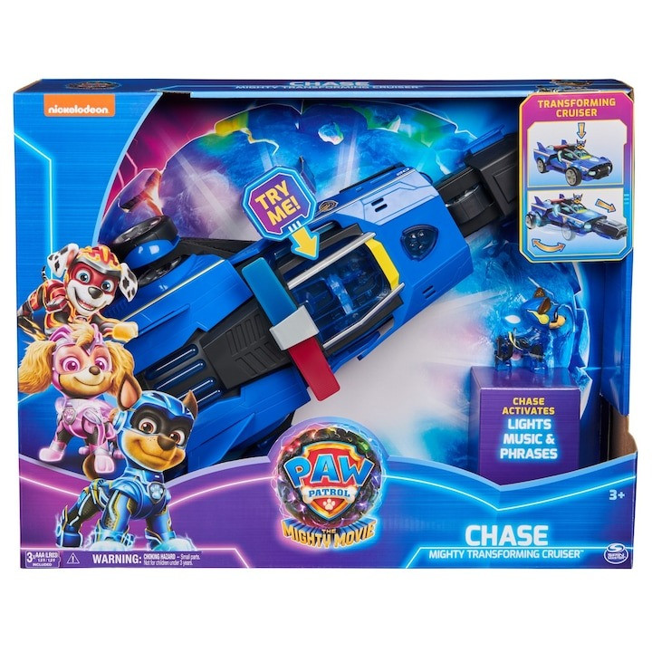 Masinuta Paw Patrol The Mighty Movie - Chase Mighty Transforming Cruiser