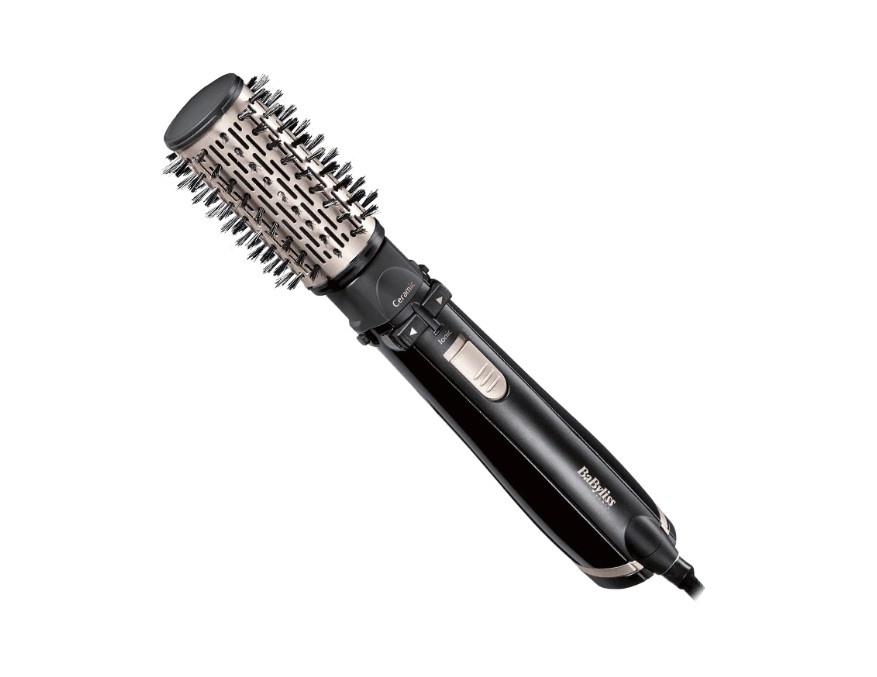 Perie rotativa BaByliss AS200E, 1000W, Ionizare, Perie 50 mm ceramica, 4 Accesorii, 2 Setari temperatura/viteza, Cool-Shot, geanta depozitare, Negru