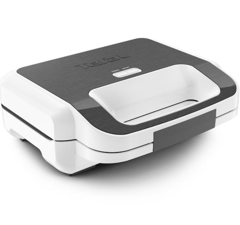 Sandwich-maker Tefal Snack XL SW701110 2in1, 850W, 2 seturi de placi detasabile, alb/ gri