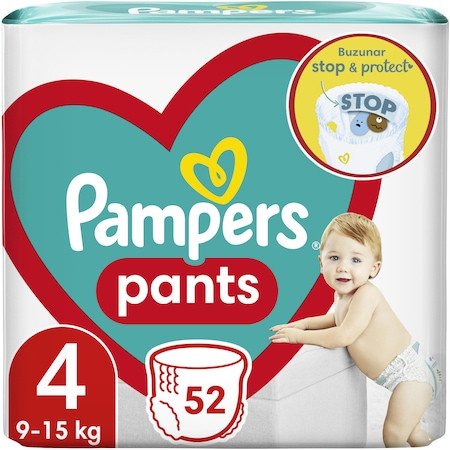 Scutece-chilotel Pampers Pants Jumbo Pack Marimea 4, 9-15 Kg, 52 buc