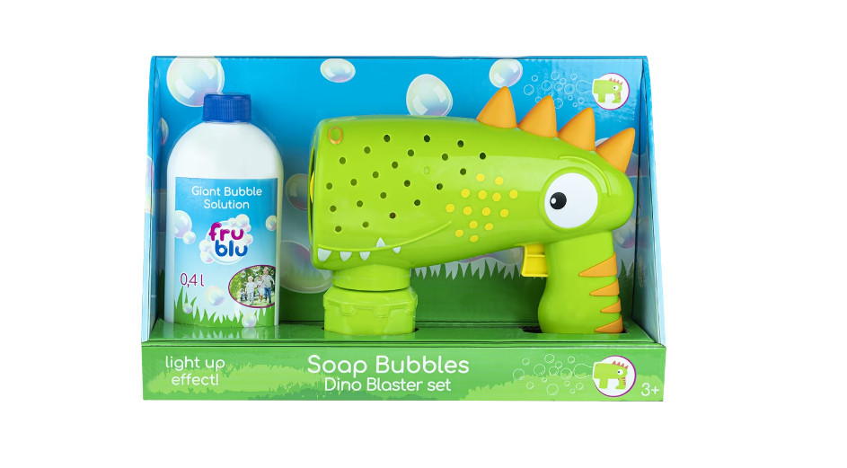 Set baloane de sapun Fru Blu - Dino Blaster, cu solutie baloane 400 ml