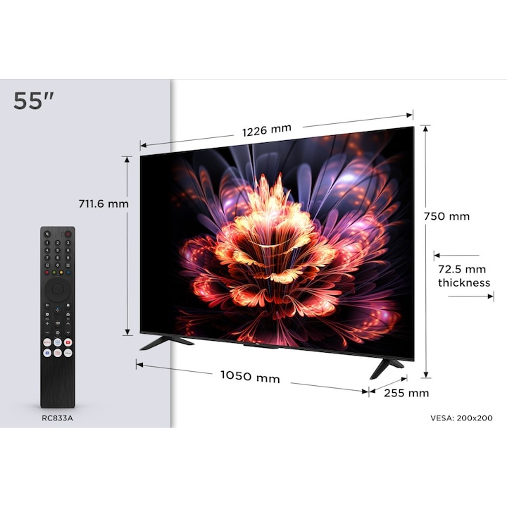 Televizor LED TCL 55V6C, Smart TV, 139 cm, Ultra HD 4K, Google TV, Clasa E - 1 | YEO