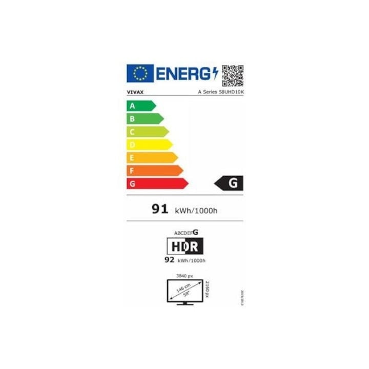 Televizor LED Vivax 147 cm 58UHD10K, Ultra HD 4K, Smart TV, WiFi, CI+